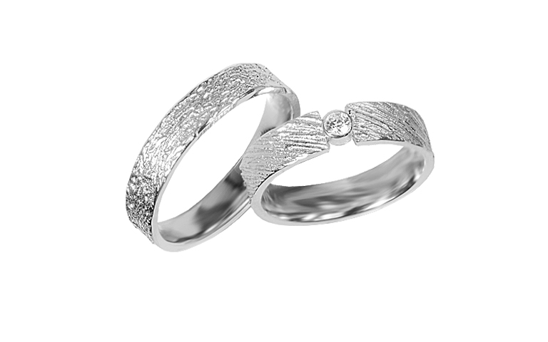 45413+45414-wedding rings, white gold 750 with brillant